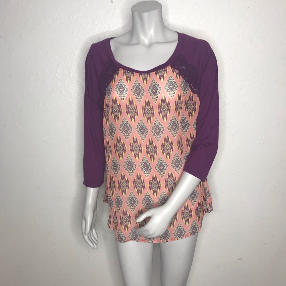 Pink with purple blouse